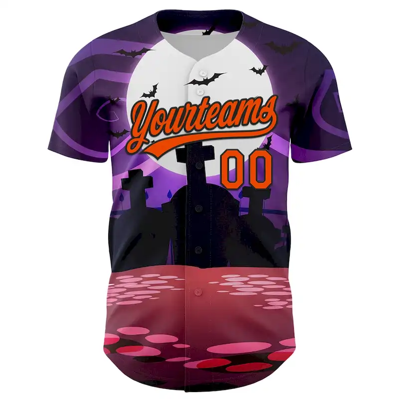 3DPattern5276-1.webp Custom Purple Orange-Black 3D Halloween Authentic Baseball Jersey - Image 2