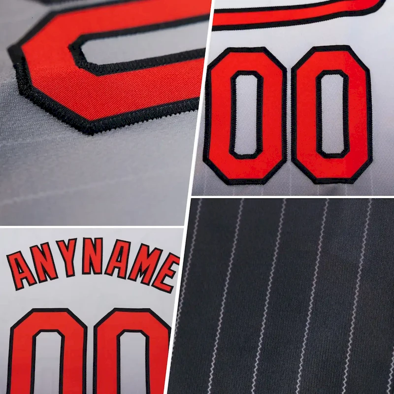 FadeFashion0487-1.webp Custom Light Blue Pinstripe Orange-Black Authentic Fade Fashion Baseball Jersey - Image 2