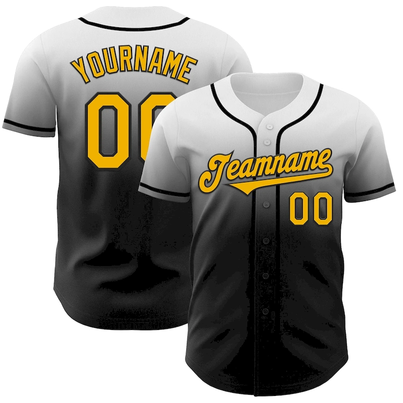 FadeFashion1004.webp Custom White Gold-Black Authentic Fade Fashion Baseball Jersey - Image 1